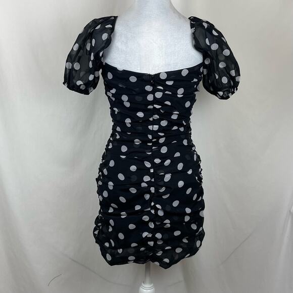 Urban Outfitters Sheer Black W White Polka Dots BodyCon Mini Dress NWOT Size SP - Picture 5 of 13